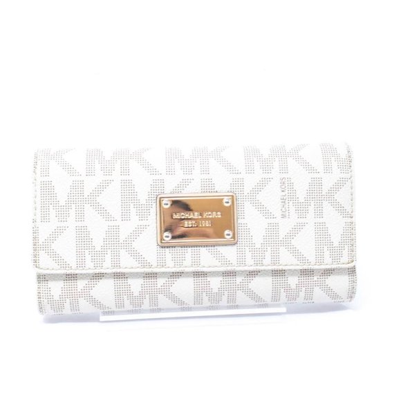 MICHAEL KORS White Canvas TriFold Wallet - Picture 1 of 9